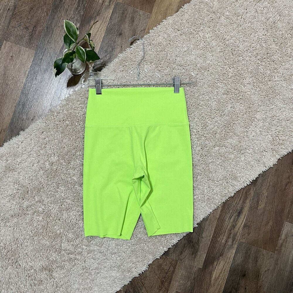 Aerie Chill. Play. Move. Medium Neon Yellow Green High Waisted Biker Shorts